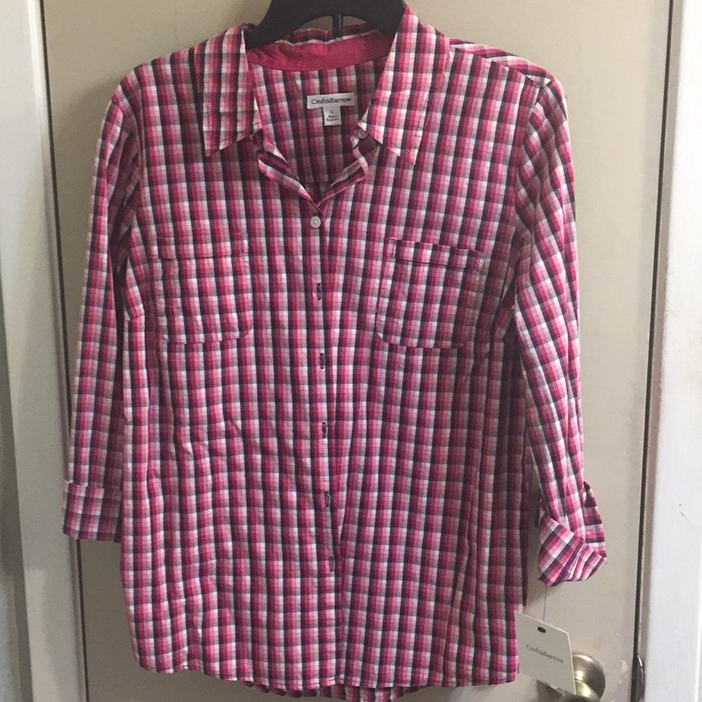 Croft & Barrow Pink & Black plaid shirt